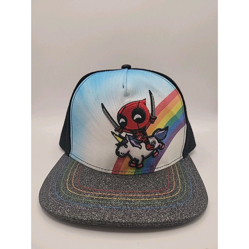 Marvel Deadpool Unicorn Rainbow Snapback Hat Chibi 2018 Flat Brim Comic Cap